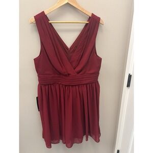 Ever pretty dress women's 16 red sleeveless Chiffon Knee Length Pleated V Top
